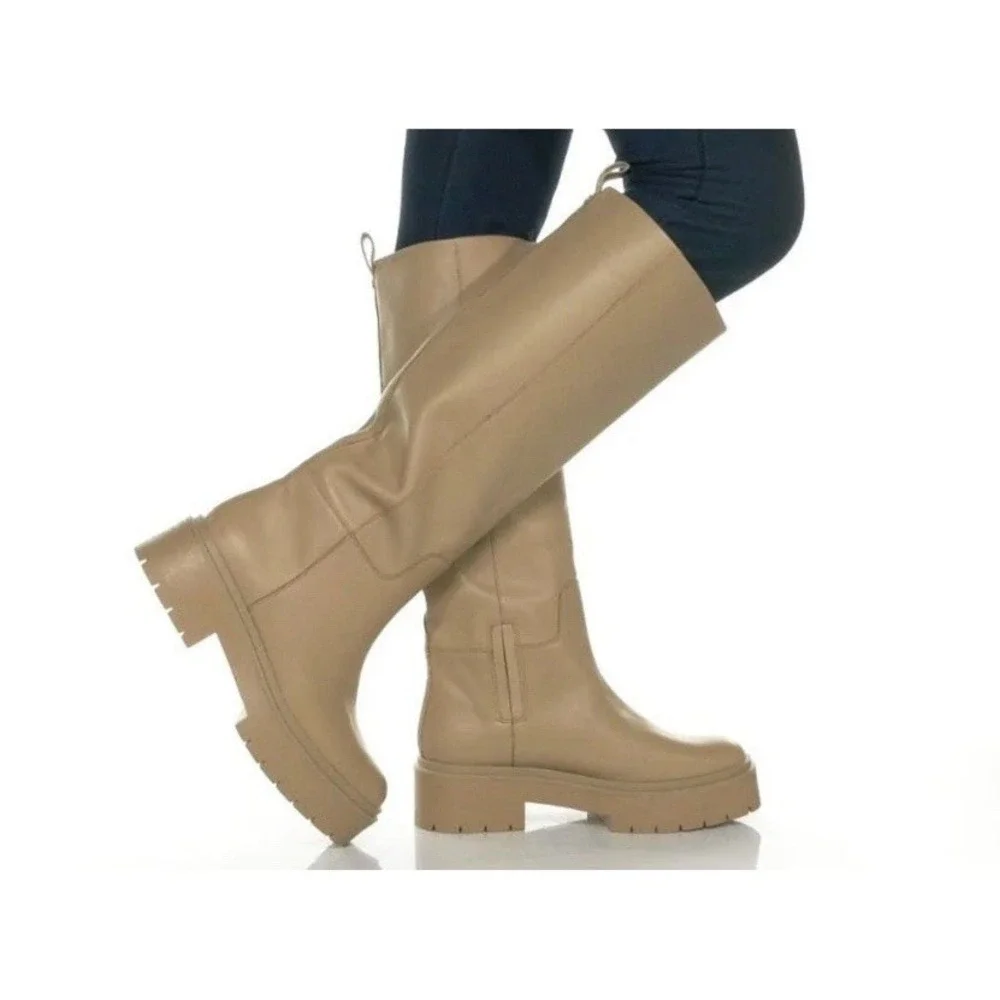 Sam Edelman Women's Larina Knee High Waterproof Boot Sesame‎ Tan 9 $250 With Box